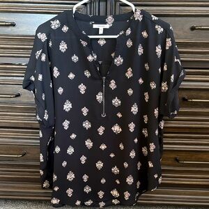 Maurices Black and Pink Patterned Blouse